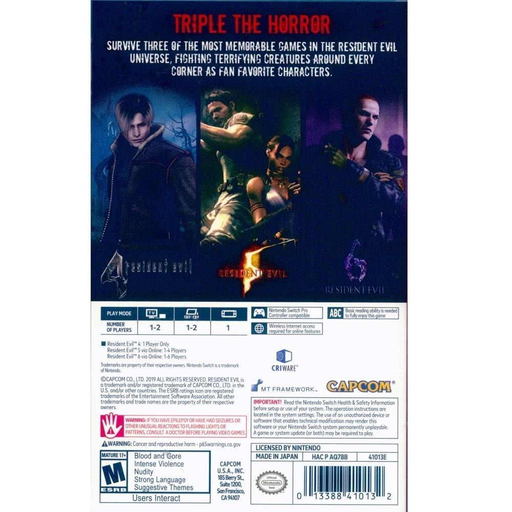 NS SWITCH 惡靈古堡 三重包 4+5+6 456代有中文 中英日文美版 Resident Evil【一起玩】-細節圖3