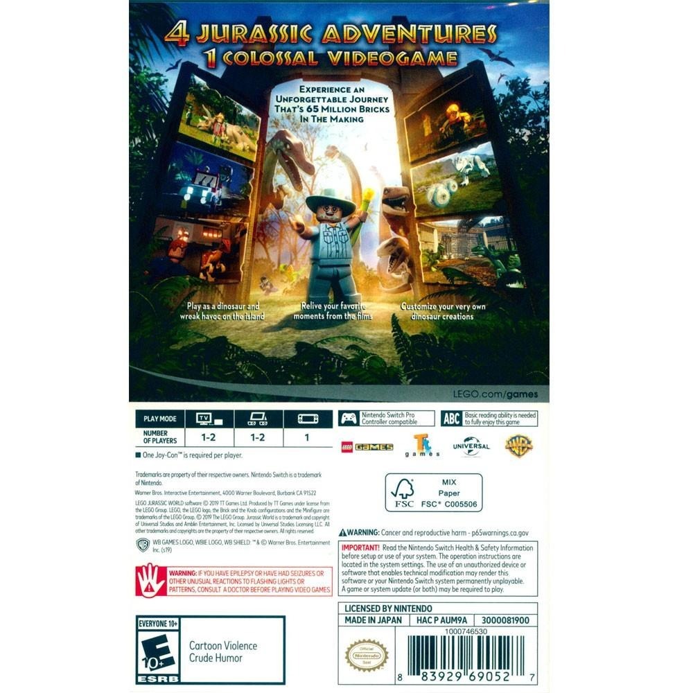 NS SWITCH 樂高 侏儸紀世界 英日文美版 附密碼表 LEGO JURASSIC WORLD【一起玩】(現貨全新)-細節圖3