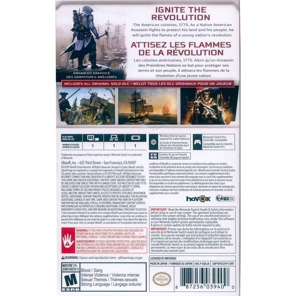 【一起玩】NS Switch 刺客教條 3 重製版 中文版 Assassin＇s Creed III(現貨全新)-細節圖3