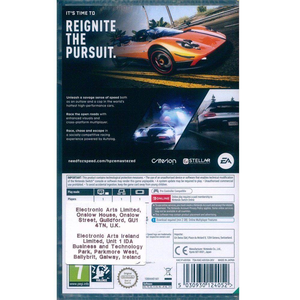 NS SWITCH 極速快感 超熱力追緝 重製版 中文版 Need for Speed: Hot (現貨全新)-細節圖3