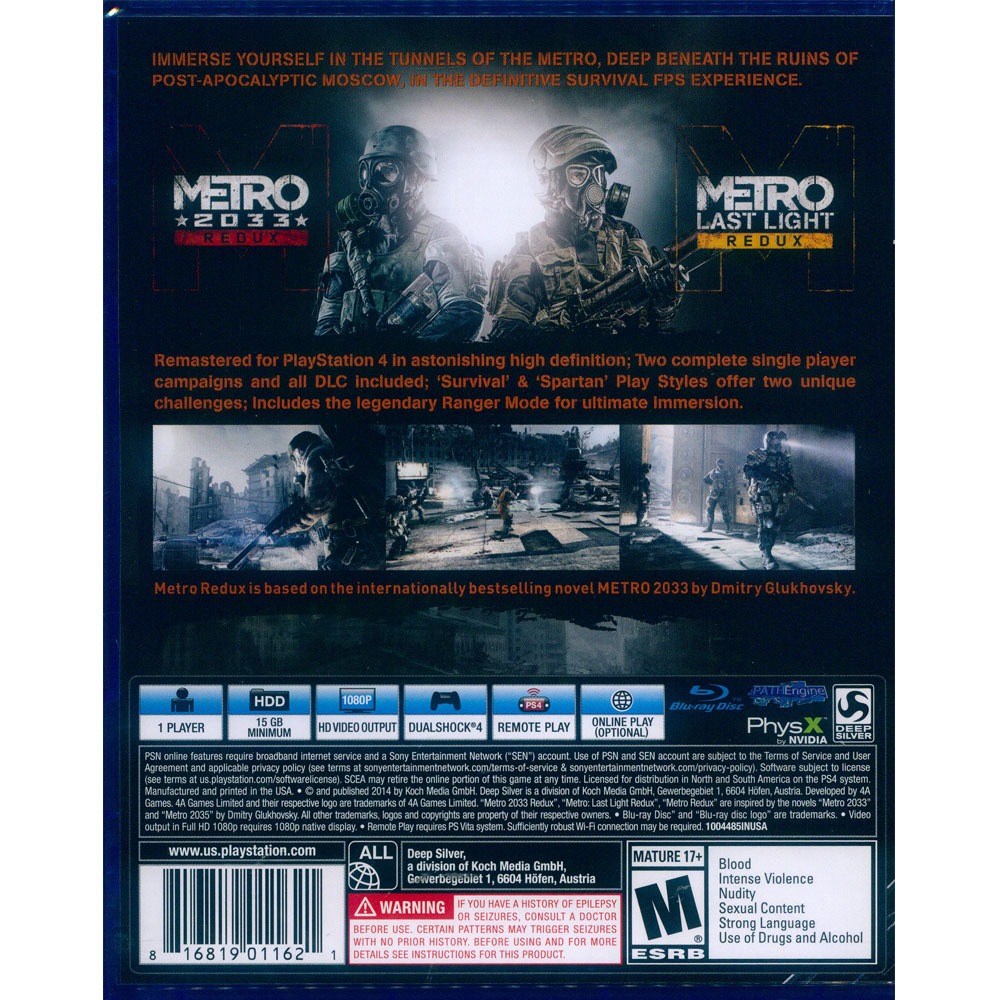 【一起玩】PS4 戰慄深隧二合一終極完整加強版 英文美版 METRO REDUX (現貨全新)-細節圖3