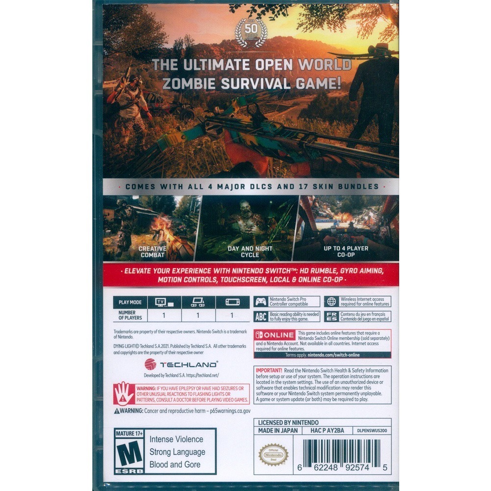 【一起玩】NS SWITCH 垂死之光：白金版 免費升級成終極版 中英日文美版 Dying Light (天天出貨)-細節圖3