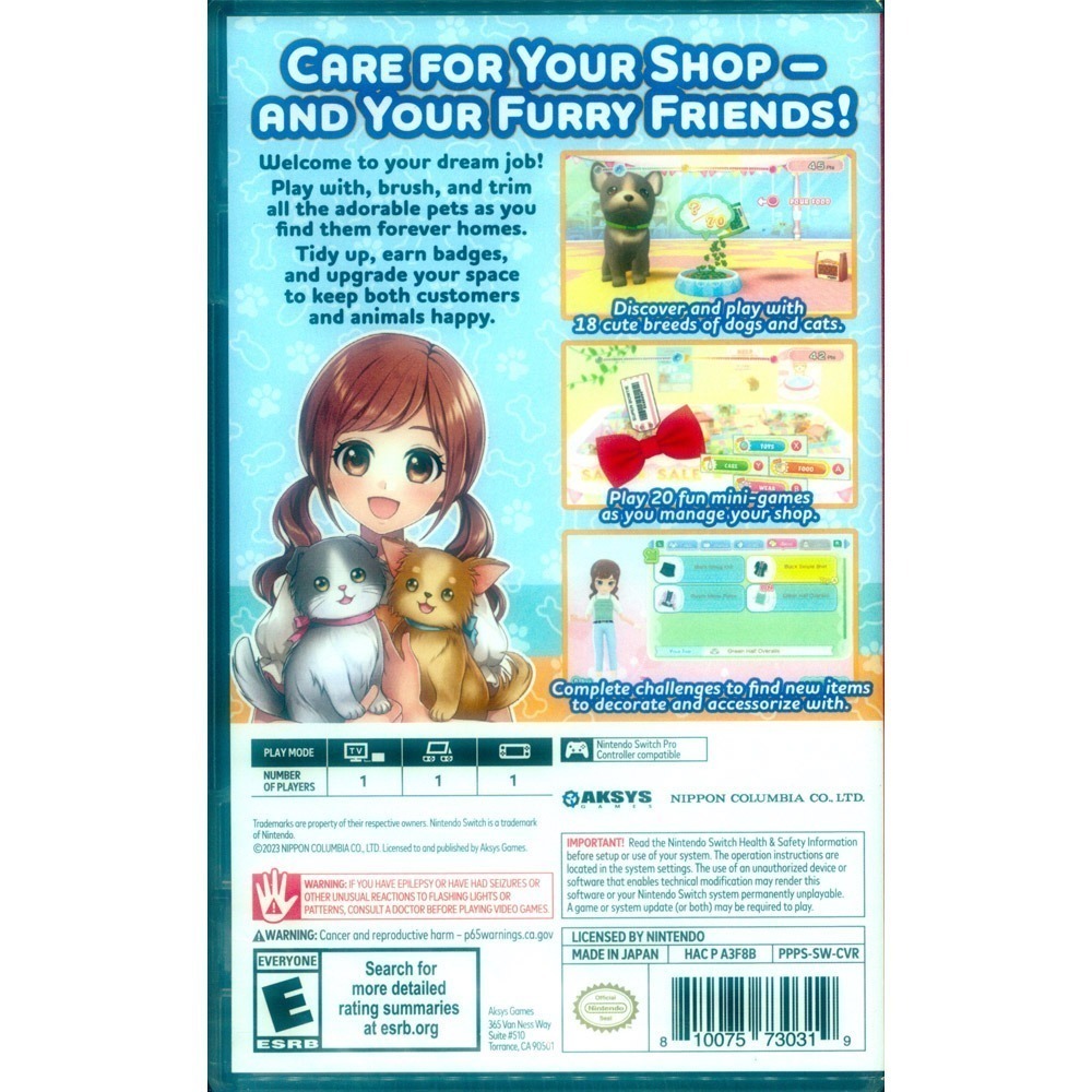 【一起玩】NS SWITCH 貓貓狗狗寵物店 英文美版 Pups Purrs Pet Shop 汪汪喵喵寵物店-細節圖2