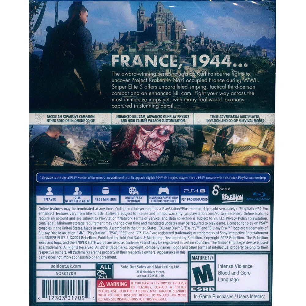 【一起玩】PS4 狙擊之神 5 狙擊精英 5 中文版 Sniper Elite 5 可免費升級PS5版本-細節圖5