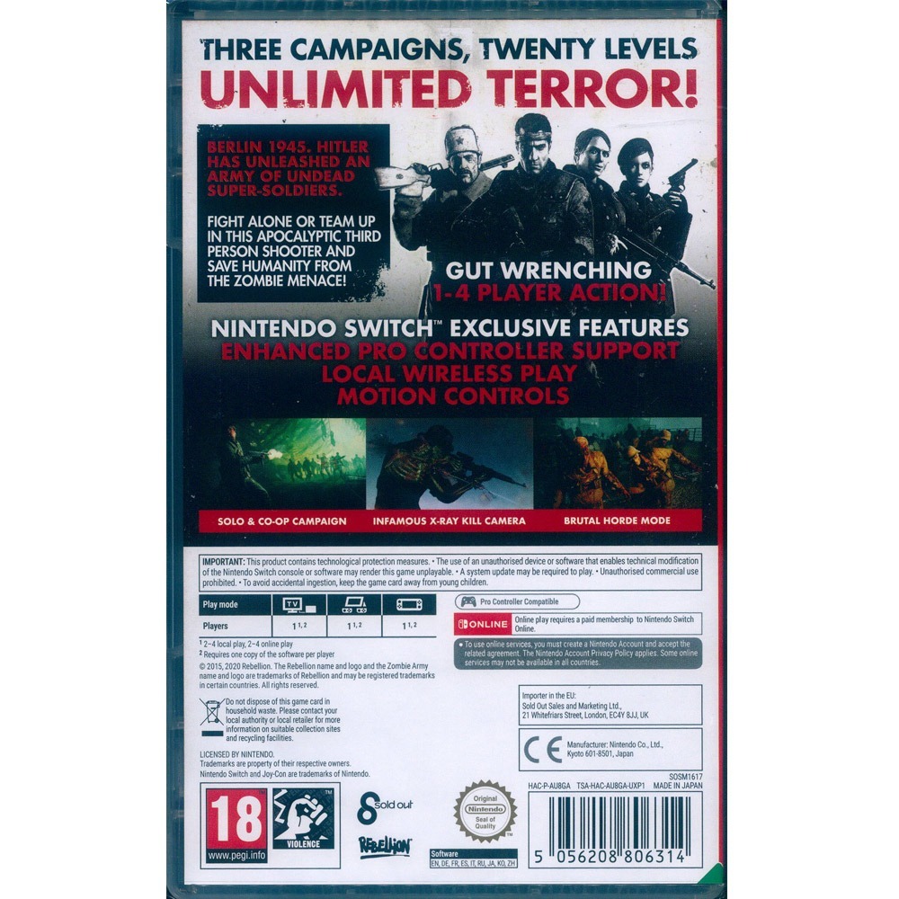 【一起玩】NS SWITCH 殭屍部隊 僵屍部隊 三部曲 中英日文歐版 Zombie Army Trilogy-細節圖3
