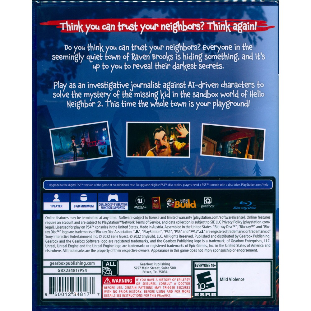 【一起玩】PS4 你好 鄰居 2 中英日文美版 Hello Neighbor 2 可免費升級PS5版本 (天天出貨)-細節圖3