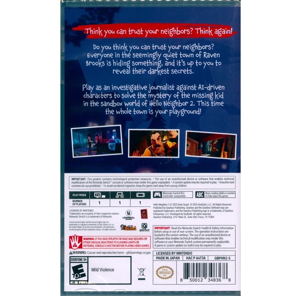 【一起玩】NS SWITCH 你好 鄰居 2 中英日文美版 Hello Neighbor 2-細節圖3
