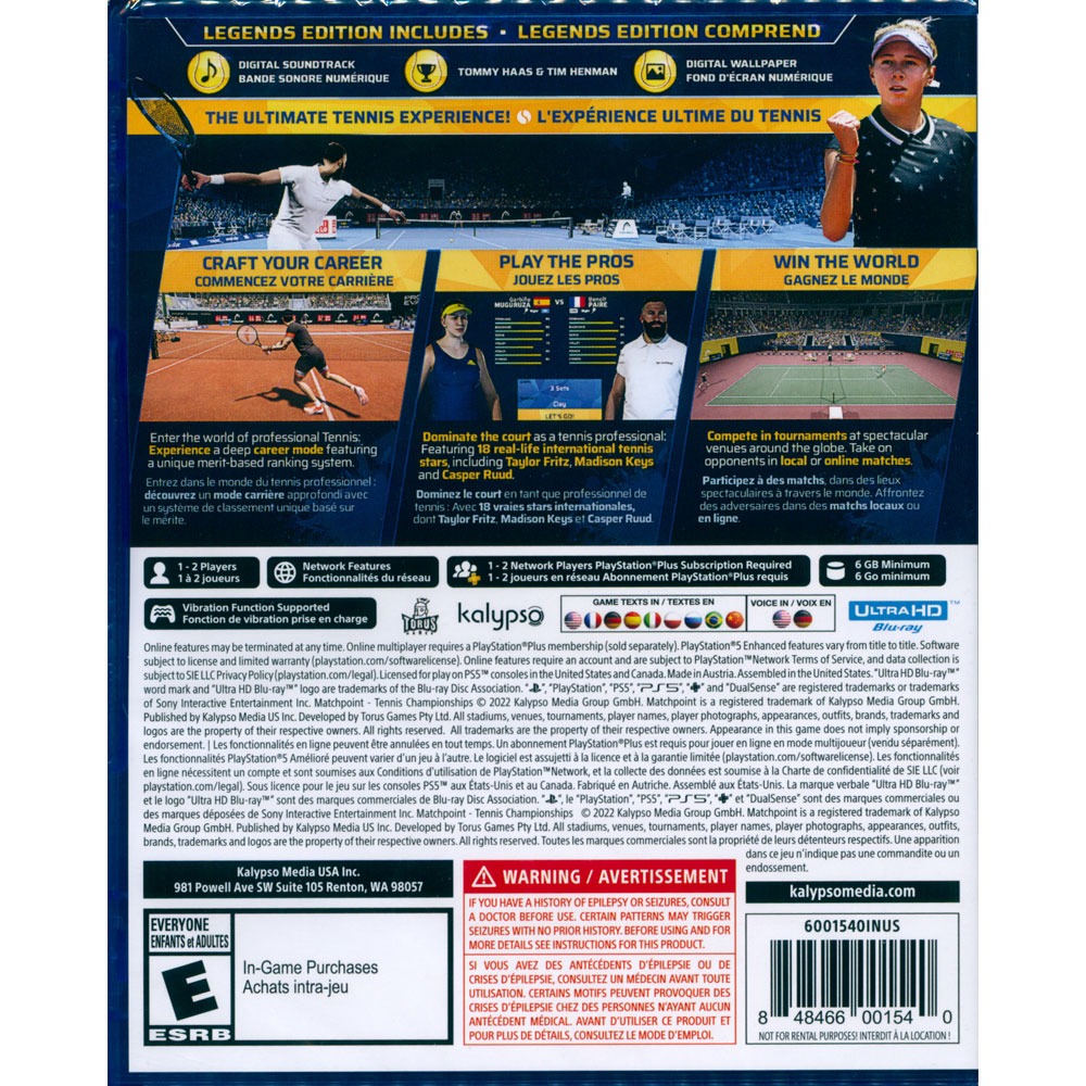 【一起玩】PS5 決勝點：網球冠軍賽 傳奇版 中文版 Matchpoint Tennis Championship-細節圖5