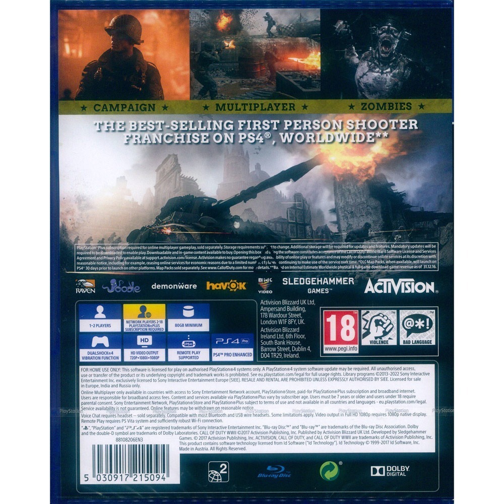 【一起玩】PS4 決勝時刻：二戰 英文歐版 Call of Duty WWII-細節圖3