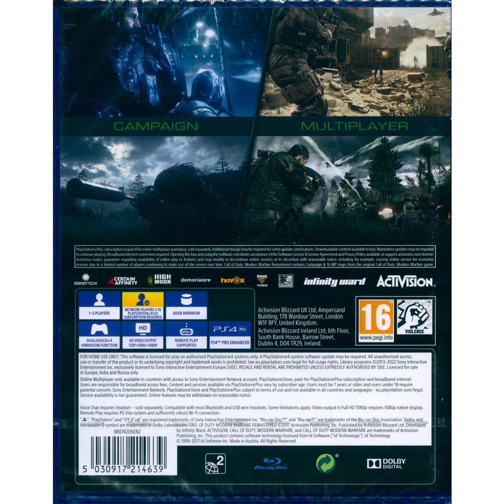 【一起玩】PS4 決勝時刻：現代戰爭 重製版 英文歐版  Call of Duty Modern Warfare Re-細節圖3