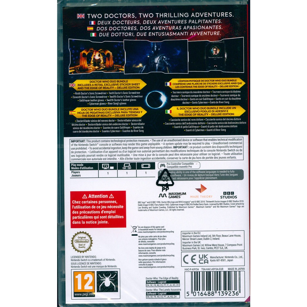 【一起玩】NS SWITCH 神秘博士：同捆包 中英日文歐版 Doctor Who: Duo Bundle-細節圖3