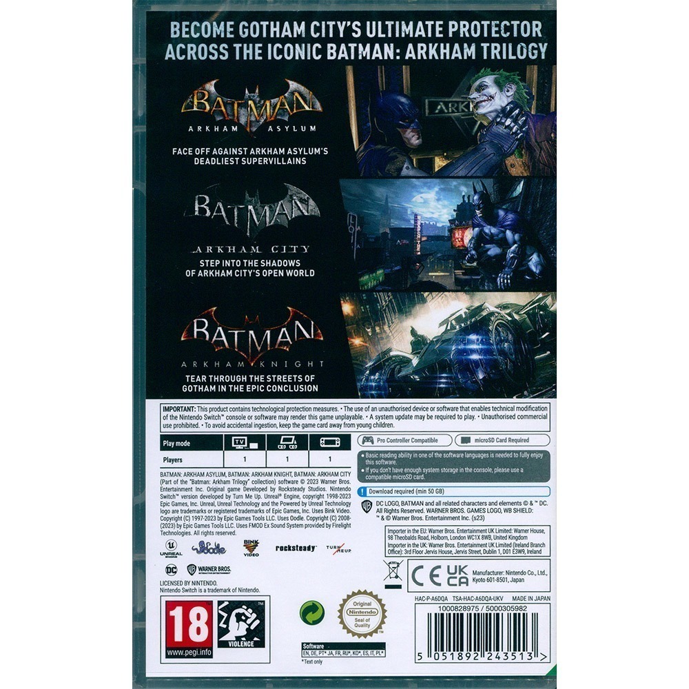 【一起玩】 NS Switch 蝙蝠俠：阿卡漢三部曲 英日文版 Batman：Arkham Trilogy-細節圖3