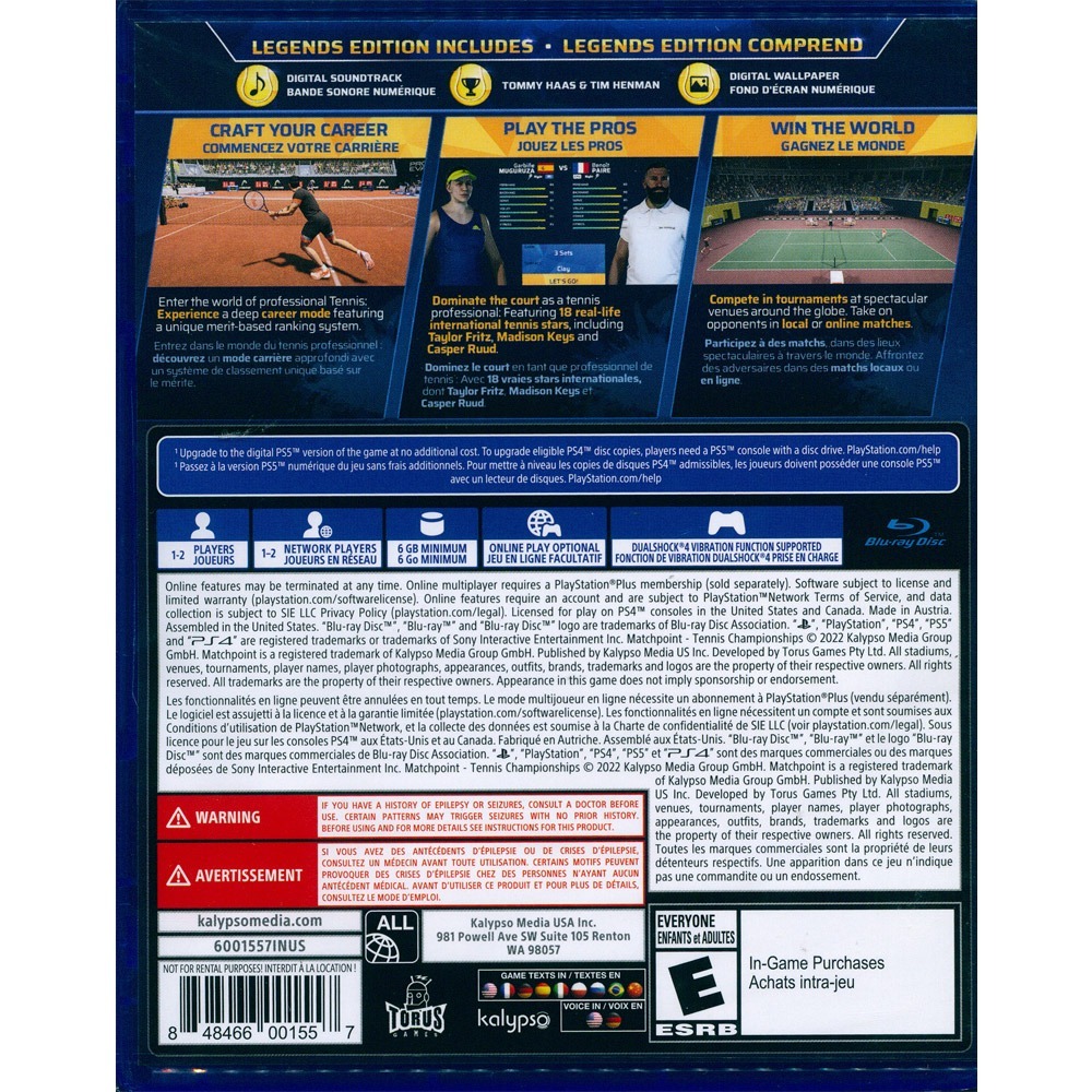 【一起玩】PS4 決勝點：網球冠軍賽 傳奇版 中英文美版 Matchpoint Tennis Championships-細節圖3