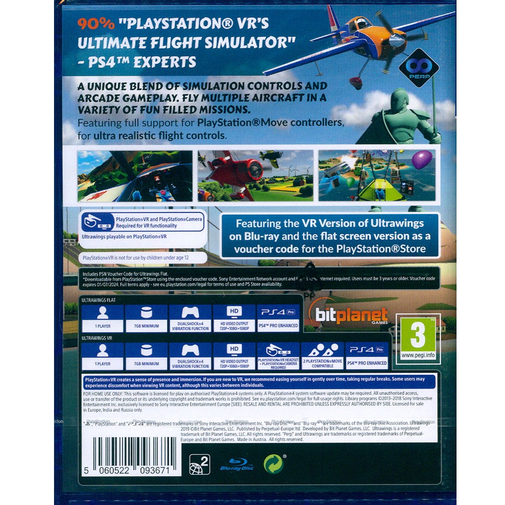 【新品瑕疵(盒損)】PS4 PSVR 飛行模擬體驗 英文歐版 Ultrawings-細節圖3