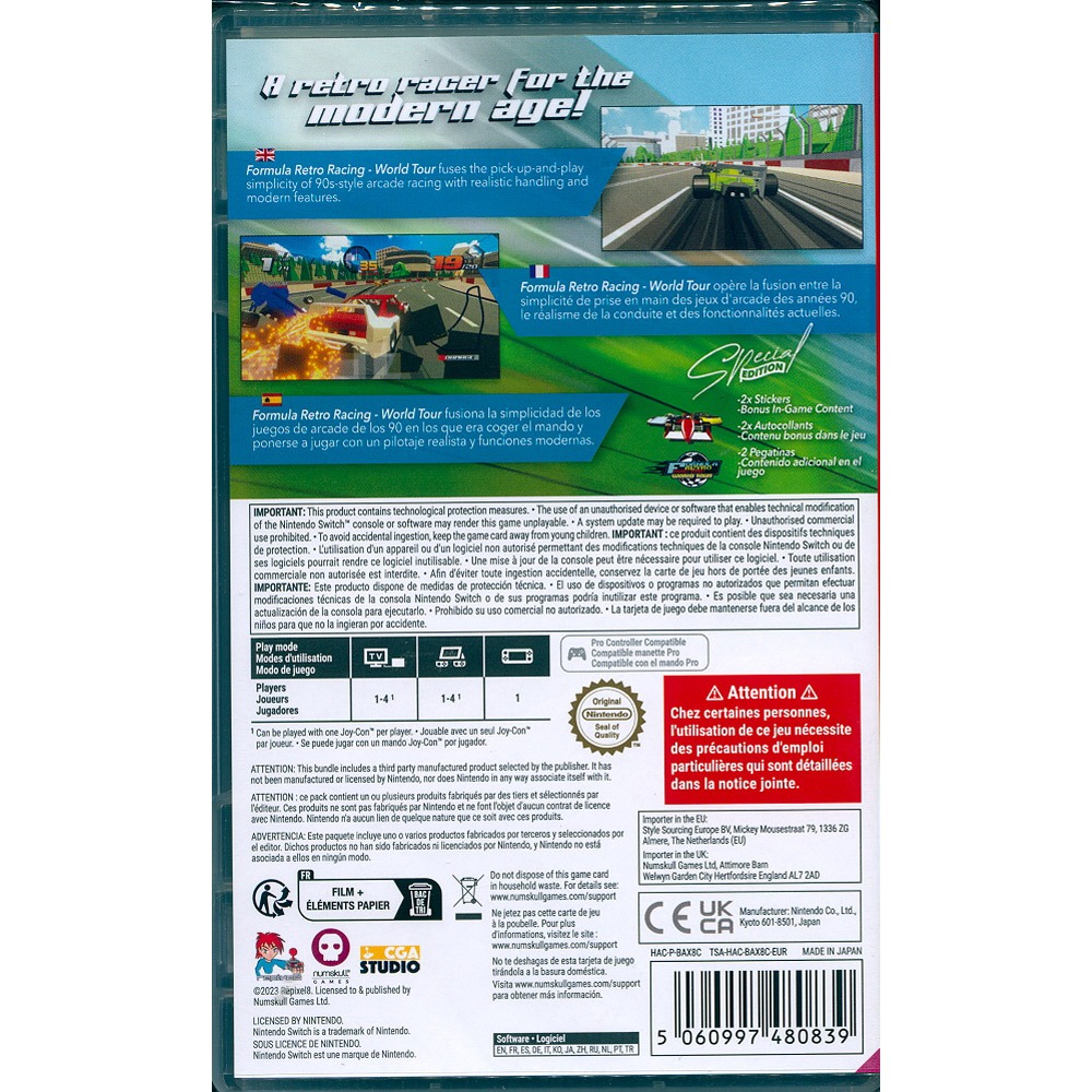 【外盒封膜白色髒汙】NS SWITCH 復古方程式賽車：世界巡迴賽 特別版 中英日文歐版 Formula Retro-細節圖3