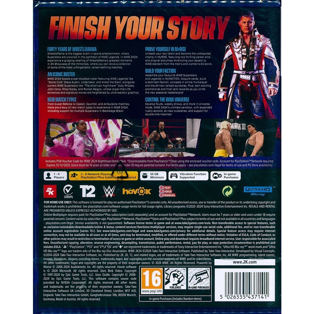 【一起玩】PS5 WWE 2K24 美國勁爆職業摔角 2024 英文歐版 WWE 2K24-細節圖3