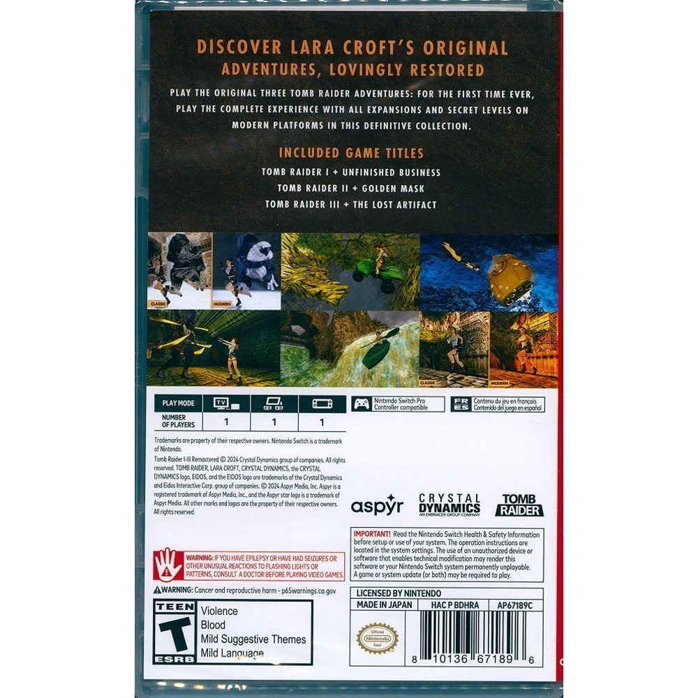 【一起玩】NS SWITCH 古墓奇兵 1-3 復刻版 重製版 移植版 英文版 Tomb Raider 1-3-細節圖3