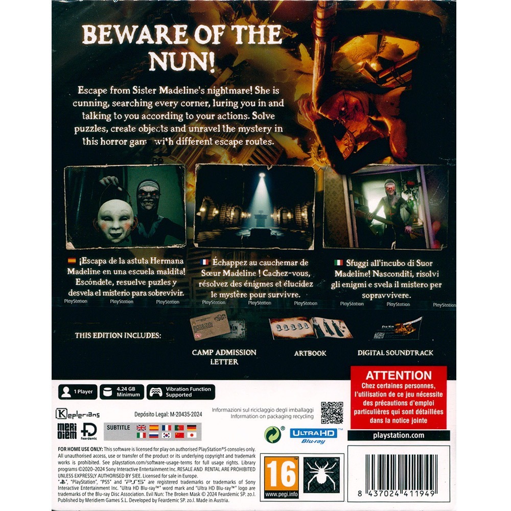 【一起玩】PS5 鬼修女 邪惡修女：破碎的面具 邪惡版 中英日文歐版 Evil Nun:The Broken Mask-細節圖2
