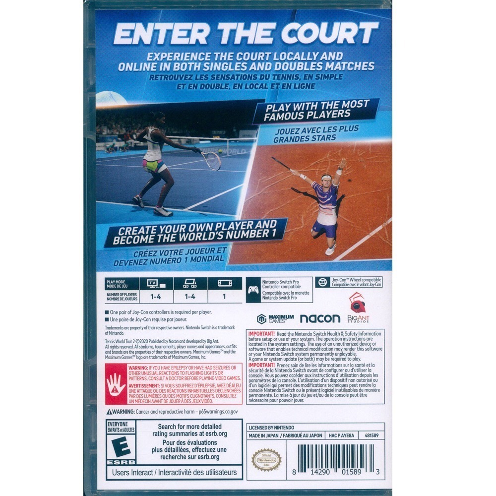 【一起玩】NS SWITCH 網球世界巡迴賽 2 中英文美版 Tennis World Tour 2-細節圖3