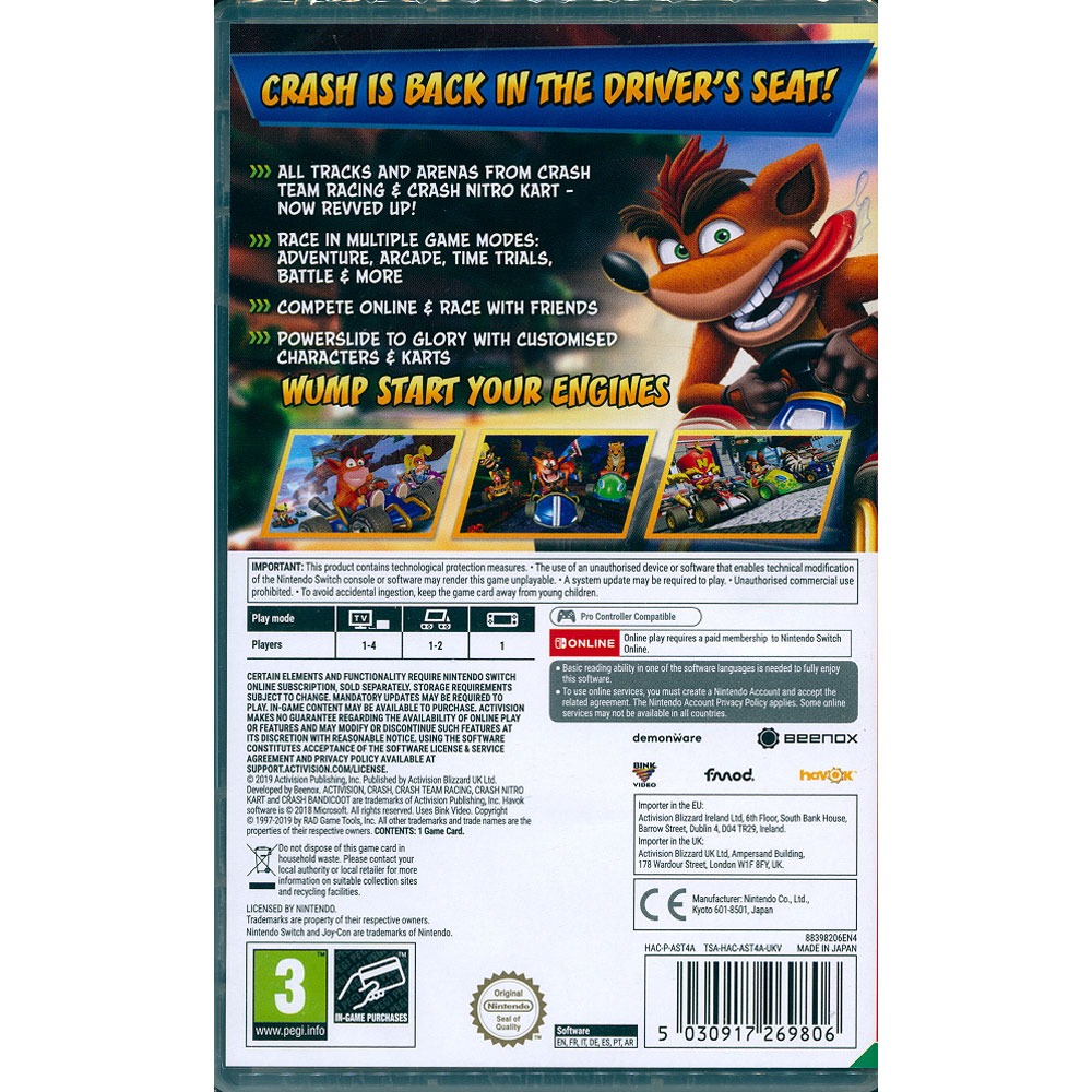【一起玩】NS SWITCH 袋狼大進擊賽車：氮氣爆衝 英文歐版 CRASH TEAM RACING NITRO-FU-細節圖3