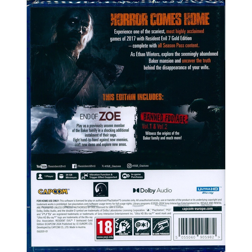 【一起玩】PS5 惡靈古堡 7 黃金版 重製版 中英日文版 Resident Evil 7 Biohazard-細節圖3