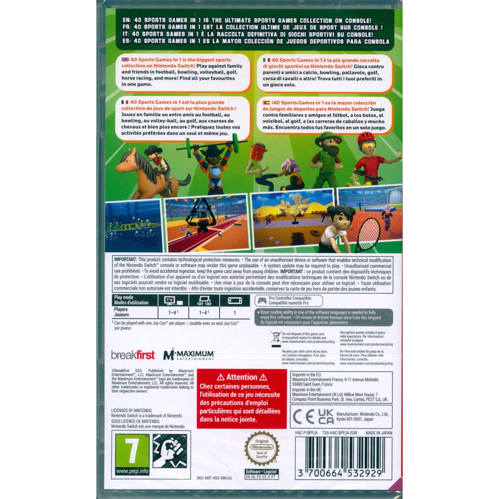 【一起玩】NS Switch 40合1 運動遊戲合集 英文歐版 40 Sports Games in 1-細節圖3