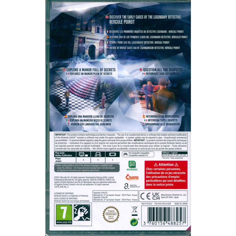 【一起玩】NS SWITCH 阿加莎·克莉絲蒂- 赫丘勒·白羅：最初的案件 中英日文歐版 Agatha-細節圖3