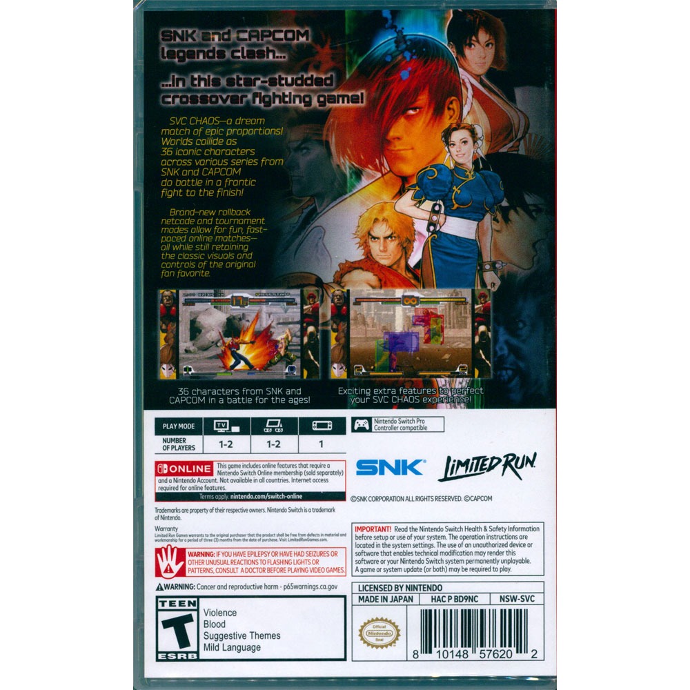 【一起玩】NS Switch 拳皇 格鬥天王 VS 快打旋風 混沌之戰 英日文美版 SNK vs Capcom SVC-細節圖3