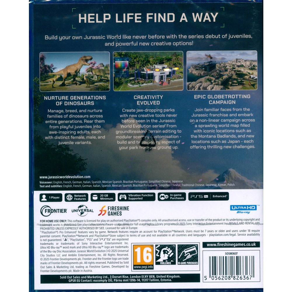 【一起玩】PS5 侏羅紀世界：進化 3 中英日文歐版 Jurassic World Evolution 3-細節圖3