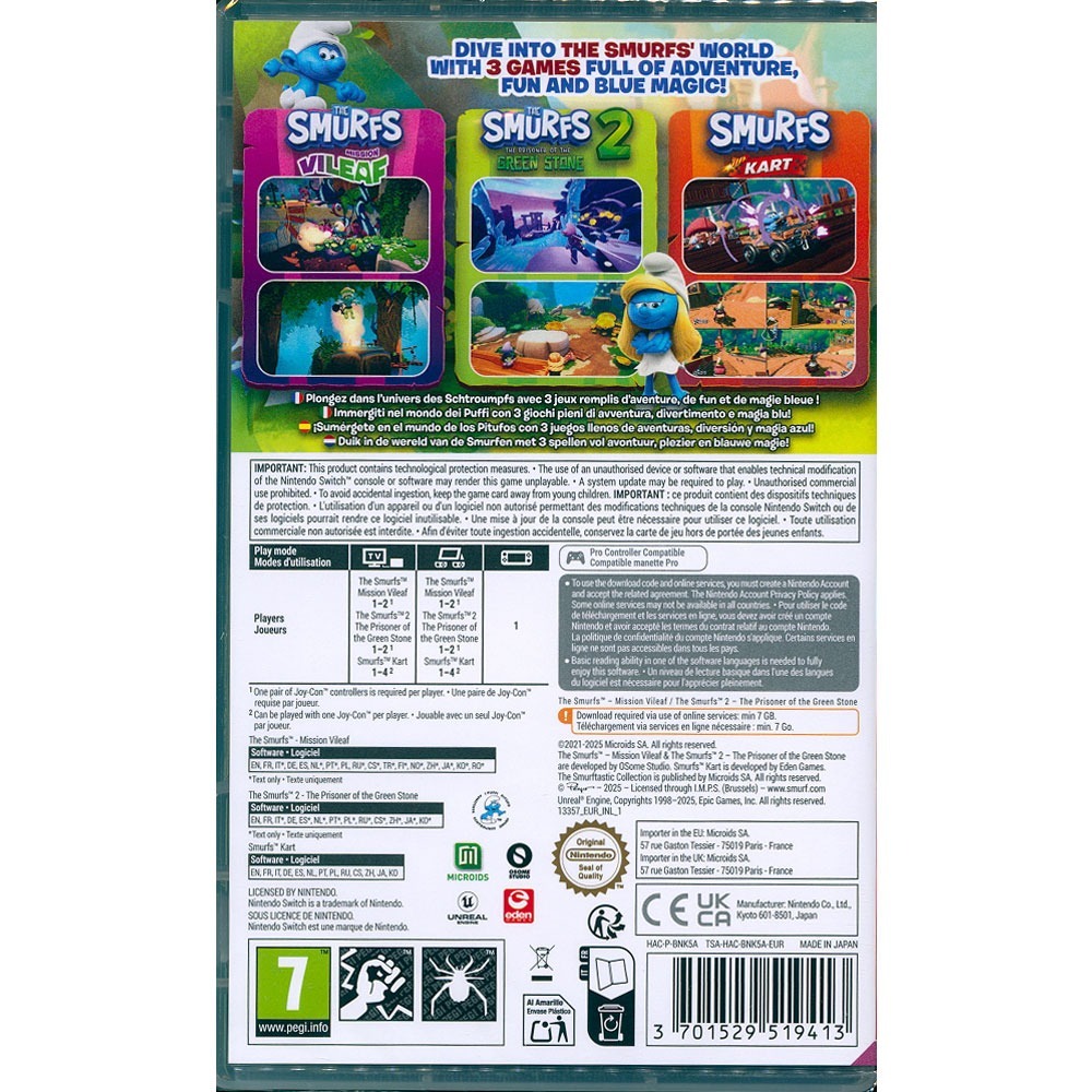 【一起玩】NS SWITCH 藍色小精靈奇幻合輯 中英日文歐版 THE SMURFTASTIC COLLECTION-細節圖3