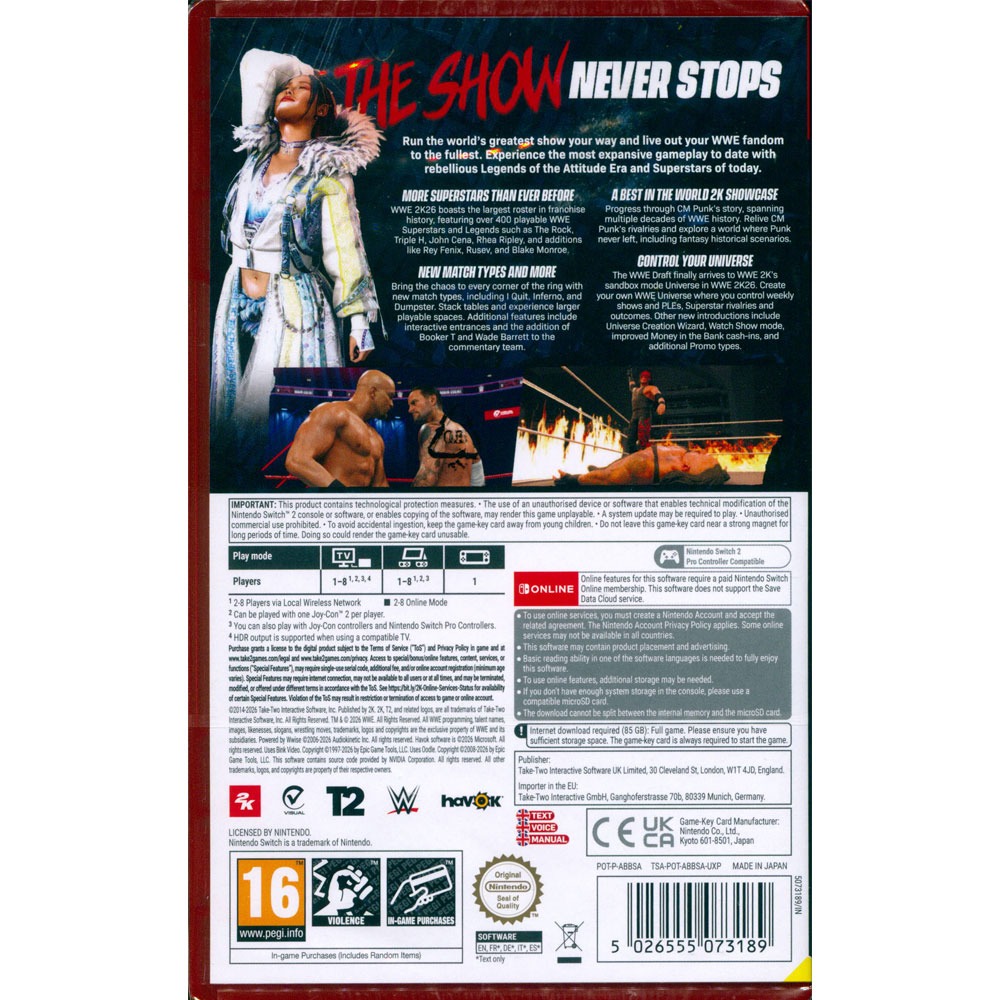 【一起玩】NS2 Switch2 WWE 2K26 美國勁爆職業摔角 2026 英文歐版(鑰匙卡) WWE 2K26-細節圖3