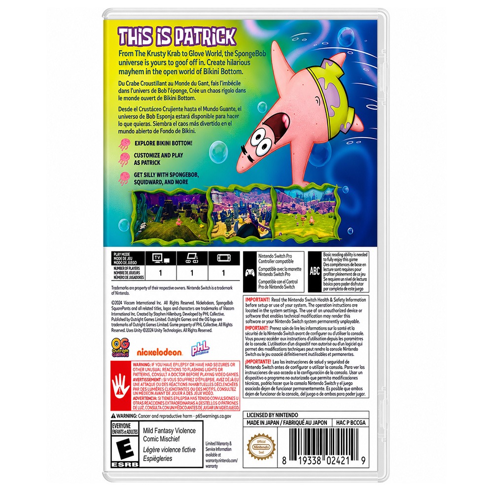 【一起玩】NS Switch 海綿寶寶：派大星遊戲 中英日文美版 The Patrick Star Game-細節圖3