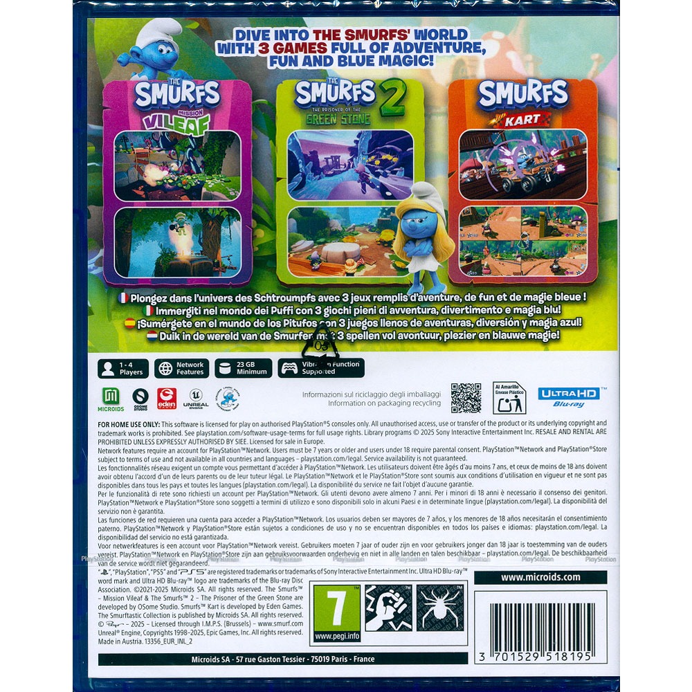 【一起玩】PS5 藍色小精靈奇幻合輯 中英日文歐版 THE SMURFTASTIC COLLECTION-細節圖3