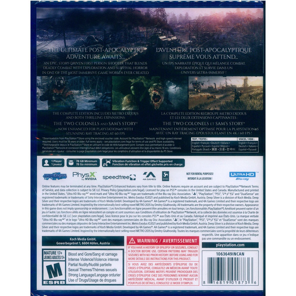 【一起玩】PS5 戰慄深隧：流亡 完全版 中英文美版 Metro Exodus Complete Edition-細節圖3