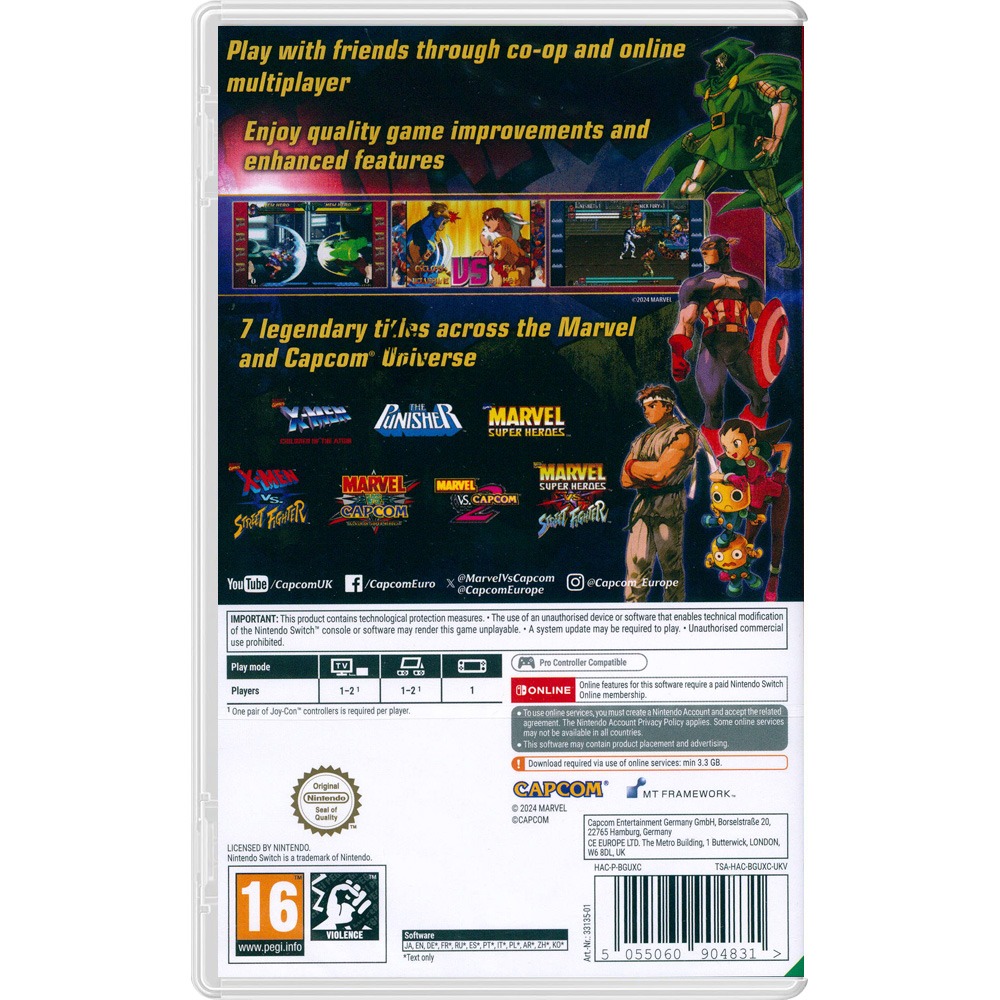 【一起玩】NS Switch Marvel vs. Capcom 格鬥合集：大型電玩經典 中英日文歐版 (盒裝序號)-細節圖3