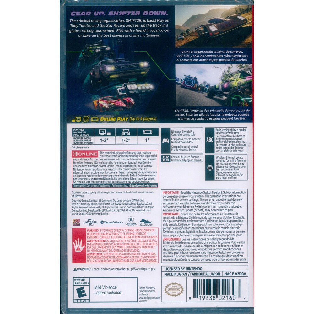 【一起玩】NS SWITCH 玩命關頭：間諜賽車手 中英日文美版 Fast & Furious: Spy Racer-細節圖3