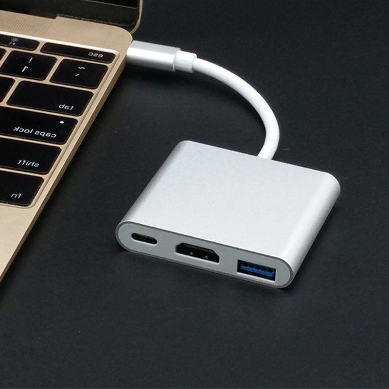 台灣出貨 TYPE-C 轉 HDMI  USB C 轉 HDMI 4K 手機 投影 電視 三合一-細節圖2