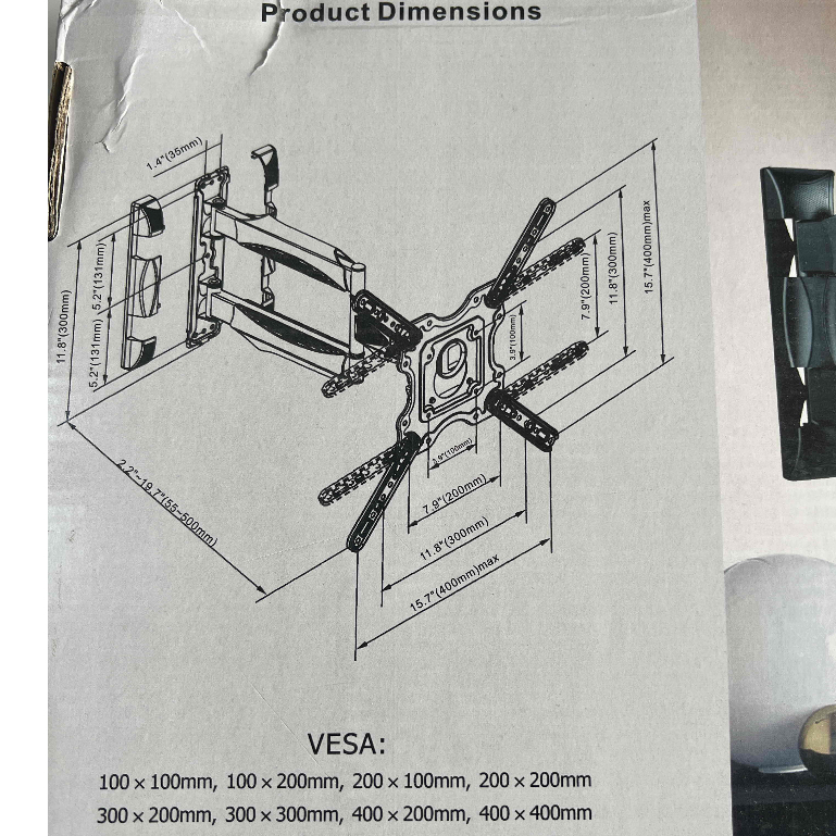 伸縮電視架 加長  P4 適用32-55吋 手臂式液晶電視壁掛架 伸縮架 懸臂架 P4 壁長499mm-細節圖4