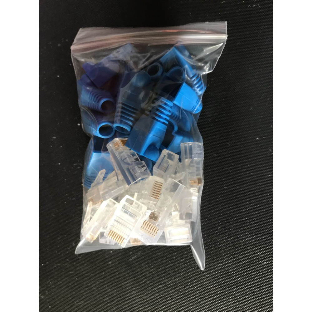 CAT.5 CAT.5E RJ-45網路線3叉水晶接頭(網路接頭)*20PCS +網路護套*20PCS