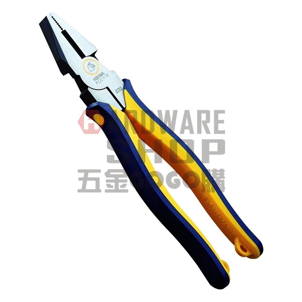 日本 KEIBA 馬牌 FCC-119 雙色握柄 砲金 省力 鋼絲鉗 9＂ 220 m/m 倍力 老虎鉗 FCC119-細節圖6