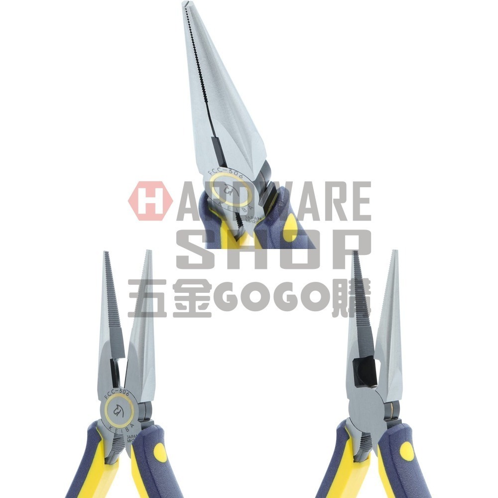 日本 KEIBA 馬牌 FCC-306 雙色握柄 砲金 尖嘴鉗 6＂ 150 m/m 尖口鉗 FCC306-細節圖4