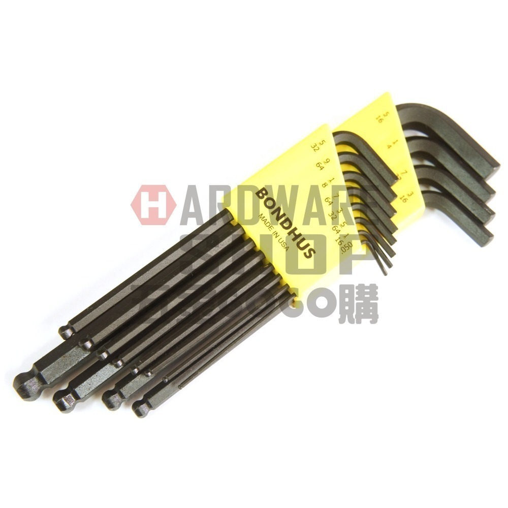 美國 BONDHUS 英制 10936 12支組 黑色 球型 六角板手 球頭 六角扳手-細節圖4