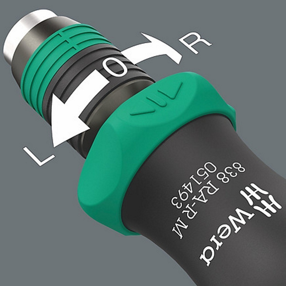 德國 WERA 838 RA-R M 36齒 1/4＂ 起子頭 快脫 棘輪起子 把手 051493 123.5mmL-細節圖3