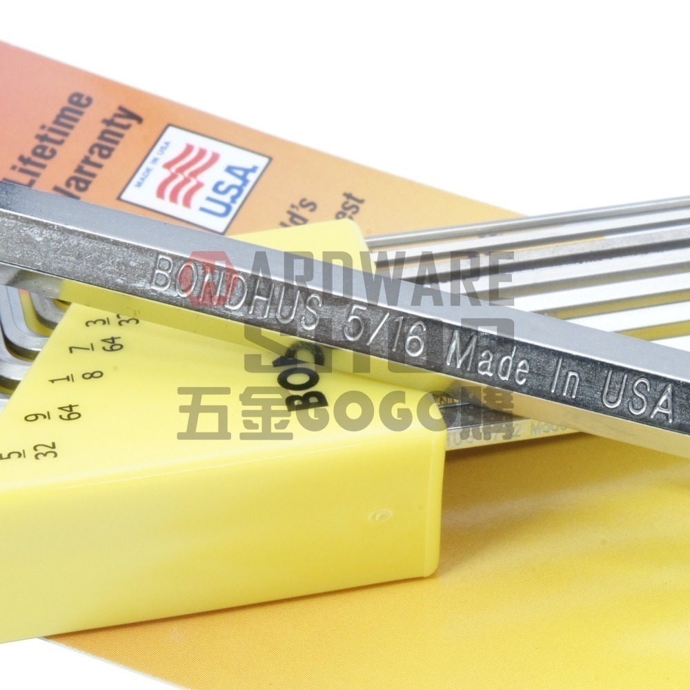 美國 BONDHUS 英制 12支組 16936 白金 球型 六角板手 球頭 六角扳手-細節圖4