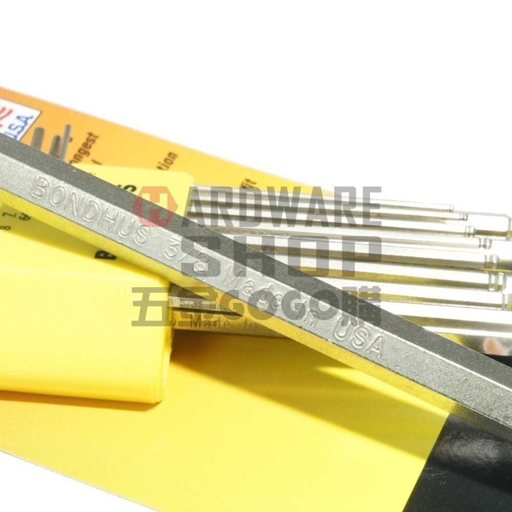 美國 BONDHUS 英制 13支組 16937 白金 球型 六角板手 球頭 六角扳手-細節圖4