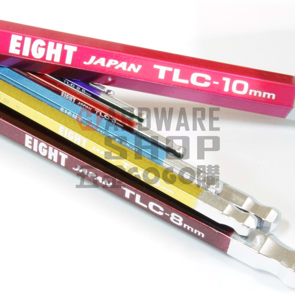 日本 EIGHT 公制 TLC-S9N 9支組 彩色 白金 多角 球型 六角板手 球頭 六角扳手-細節圖3