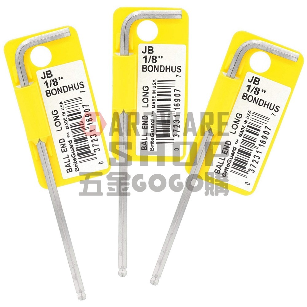 美國 BONDHUS 英制 16907 1/8 白金 球型 六角板手 球頭 六角扳手-細節圖4