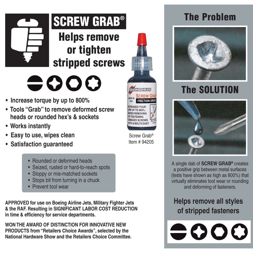 美國 BONDHUS 滑牙螺絲膠 滑牙螺絲鬆脫劑 94205 SCREW GRAB-細節圖4