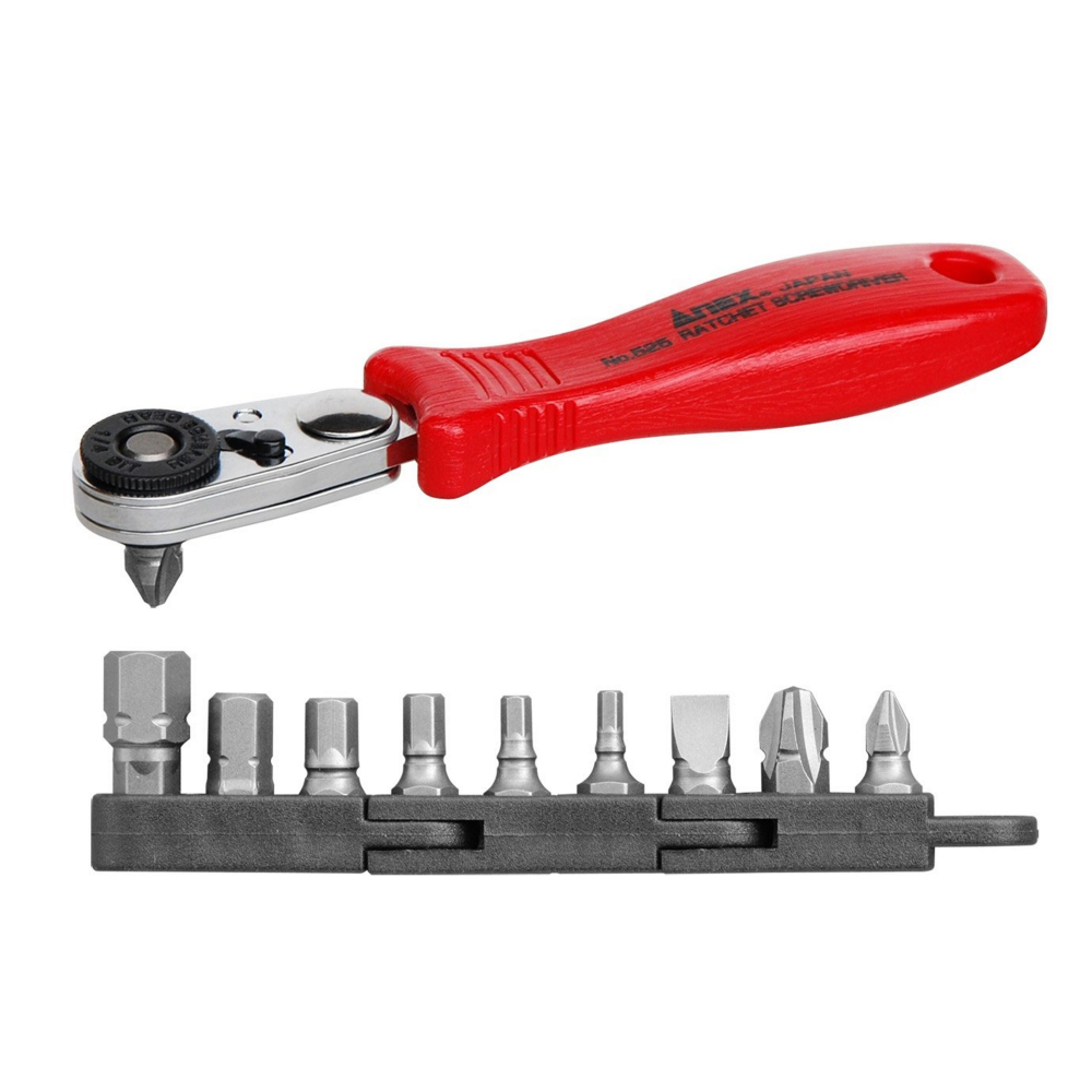 日本 ANEX 兼古製作所 起子頭 超薄 棘輪 起子 板手 組 No.525-10B 10件組 52510B-細節圖3