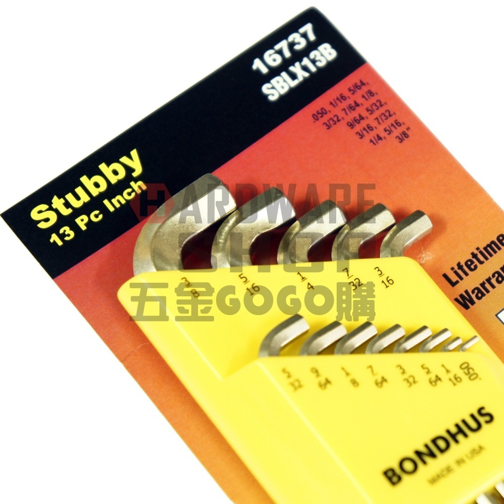 美國 BONDHUS 英制 16703 1/16 白金 短頭 球型 六角板手 球頭 六角扳手-細節圖4